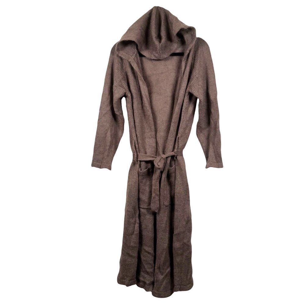 TWIGGY Vintage 90s Mohair Longline Duster Hooded Belted Cardigan Size XL‎